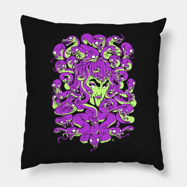 Medusa (purple and green) Pillow by RobS