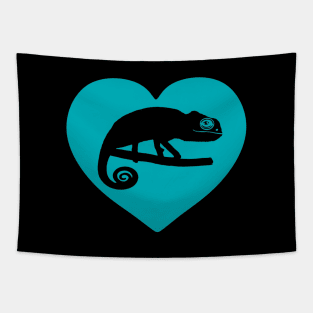 Blue Cute Chameleon Heart for Chameleon Lovers Tapestry