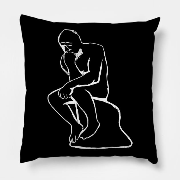 Rodin - The Thinker (raw sketch) Pillow by isstgeschichte