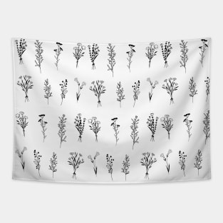 Wildflowers One Line Art Flowers Pattern Pack Tapestry