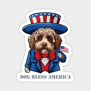 Funny 4th of July Lagotto Romagnolo Dog Bless America Magnet