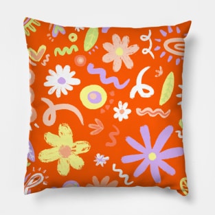 Flowers and doodles Pillow