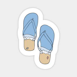 Beach Bum Ocean Waves Flip Flop Illustration Magnet