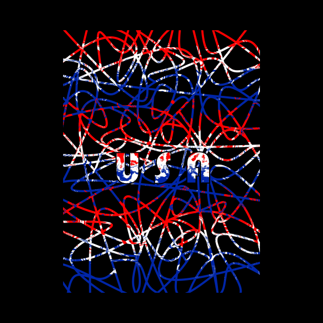 AMERICA Red White Blue Fourth Of July Abstract by SartorisArt1