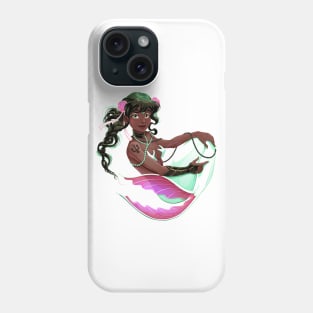 Smiling mermaid with white fish tail Phone Case