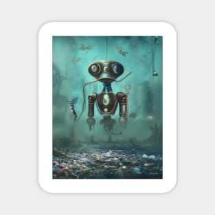 Alien robot at bottom of ocean, AI art Magnet