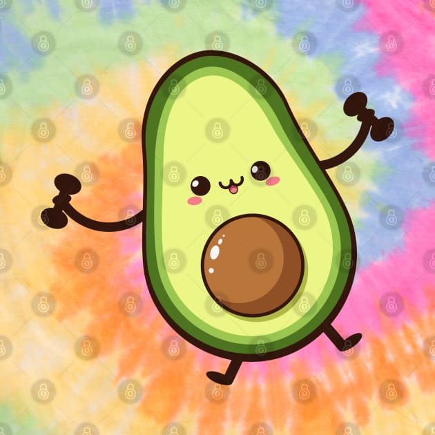 Cute half avocado with dumbbells by AnnArtshock