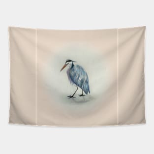 Heron in the rain Tapestry