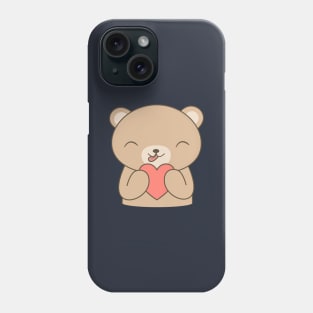 Kawaii Cute Brown Bear Heart T-Shirt Phone Case
