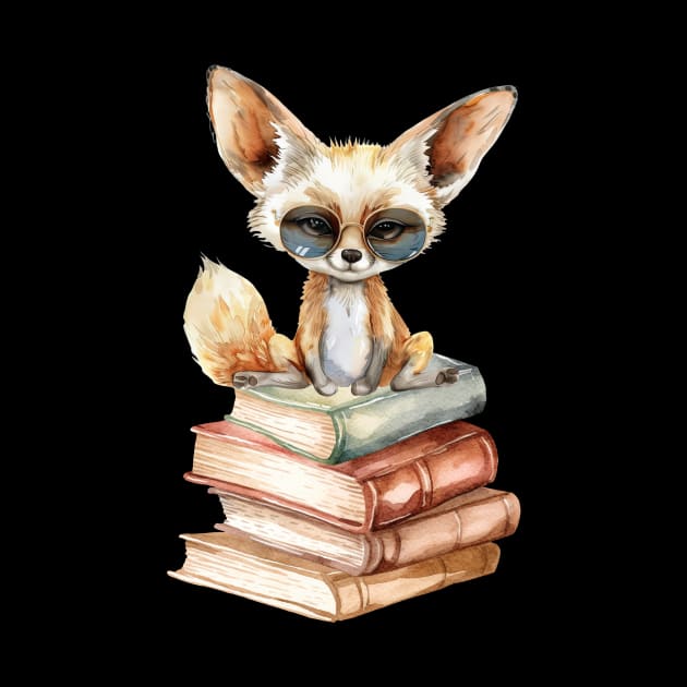 Fennec Fox And Books by The Jumping Cart