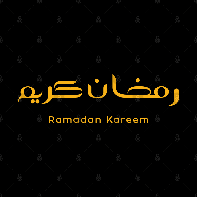 Gold Colour Ramadan Kareem in Arabic Word and English Word with Dark Black Background by ActivLife