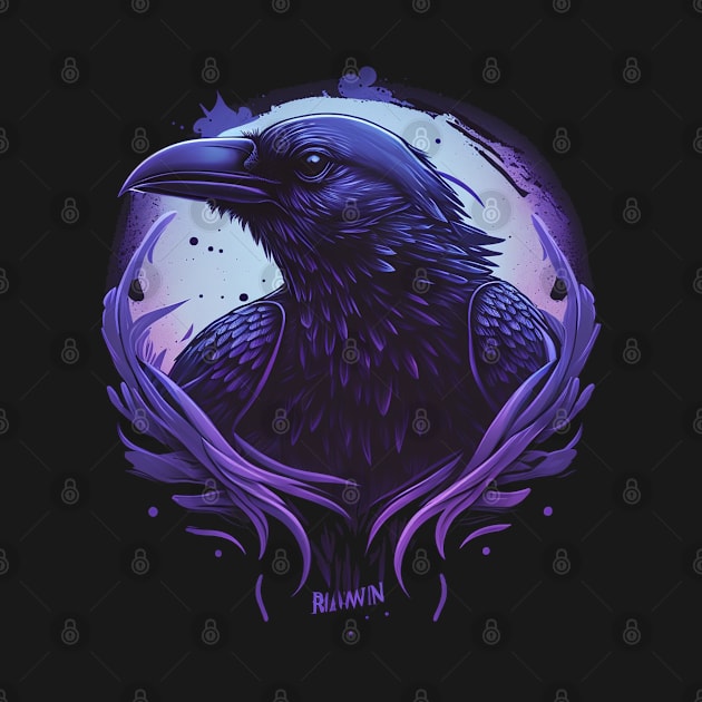 Raven Graphic Goth Black Crow by Linco