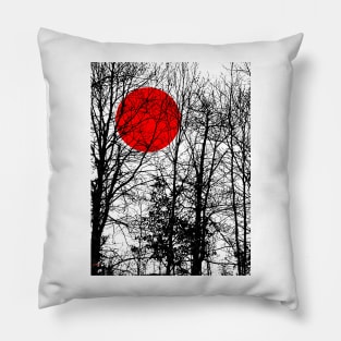 Red Sun in the Forest Pillow