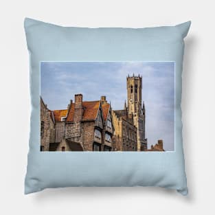 Belfry of Bruges blue sky Pillow