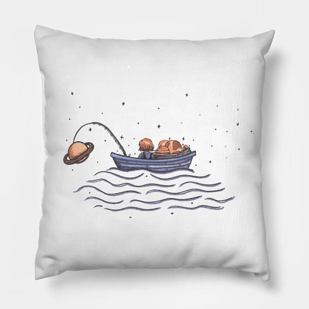 Fishing Planets Pillow by SpectrumTrove