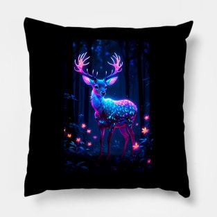 Magical Deer in the Forest Pillow