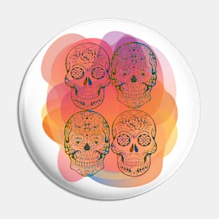 Colorful Day of the Dead Skulls Pin