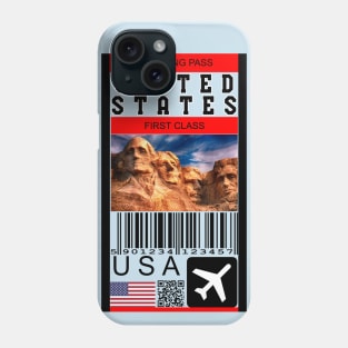 USA first class boarding pass Phone Case