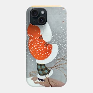 Snowfall Serenity: The Lady in Red Phone Case