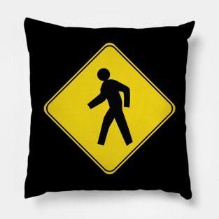 Caution Road Sign Person Crossing Pillow