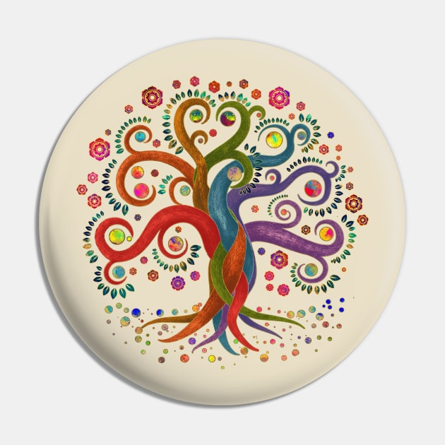 Tree of Life - Yggdrasil - Watercolor swirl Pin by Nartissima