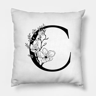 Letter C Monogram - Floral Initial Pillow