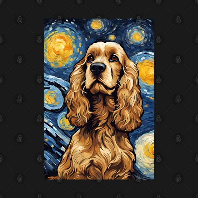 Cute Cocker Spaniel Dog Breed Painting Dog Breed Painting in a Van Gogh Starry Night Art Style by Art-Jiyuu