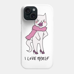 I love myself ugly cat illustration purple pink Phone Case