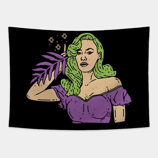 BEAUTY GIRL OLD SCHOOL Tapestry by TENSTUDIOART