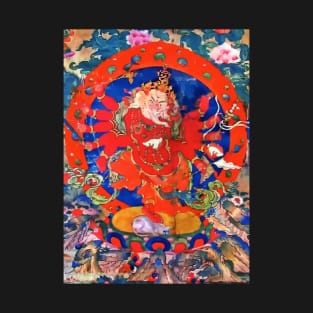 Red Jhambala Tibetan Buddhist Thangka Art T-Shirt