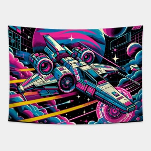 Neon Cosmos: 80s Sci-Fi Space Adventure Tapestry