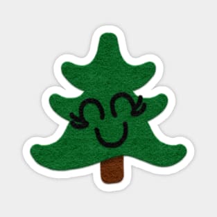 Smiling Cute Felt Look Christmas Trees | Cute Stickers by Cherie(c)2021 Magnet