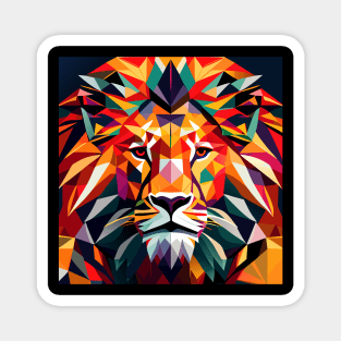 Low polygon Lion geometric pattern on abstract background Magnet