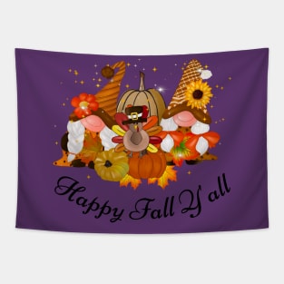 Happy Fall y'all Gnomes Halloween Autumn Thanksgiving Christmas and Fall Color Lovers Tapestry