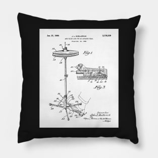 Hi Hat Drum Patent - Drummer Art - Black And White Pillow