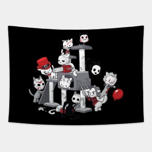 Halloween Horror Park Cats Tapestry