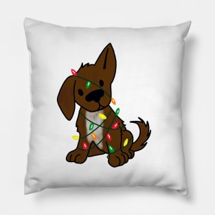 Curious Christmas Puppy Pillow