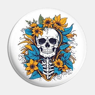 Sun Flower Skull Pin