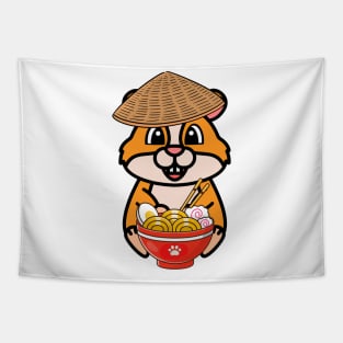 Funny hamster is eating noodles Tapestry