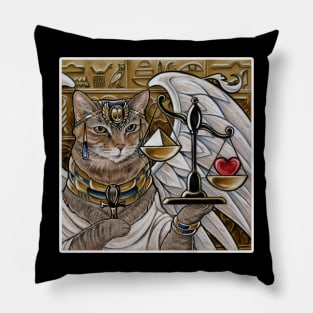 Egyptian Cat with Scale - White Outlined Version Pillow