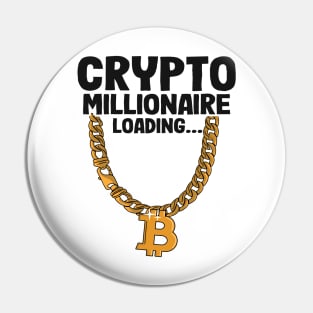 Crypto Millionaire Loading Funny Bitcoin Gold Chain BTC Gift Pin