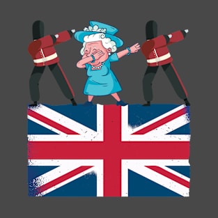 Queens British Guard Queen II Dabbing Elizabeth British Flag T-Shirt