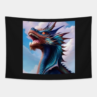 Intricate Blue Scaled Bearded Dragon Tapestry