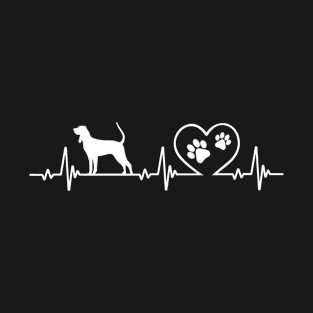 Black and Tan Coonhound Lover Heartbeat T-Shirt