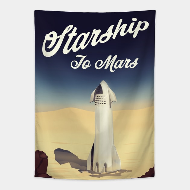 Starship To Mars Tapestry by nickemporium1