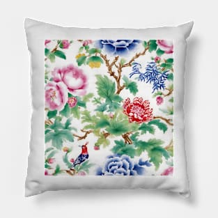 Chinoiserie flowers and birds Pillow