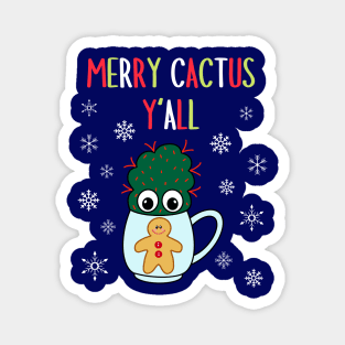 Merry Cactus Y'all - Small Cactus With Red Spikes In Christmas Mug Magnet