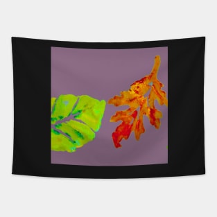 Fall Leaves Painting and Digital on light purple mauve Tapestry