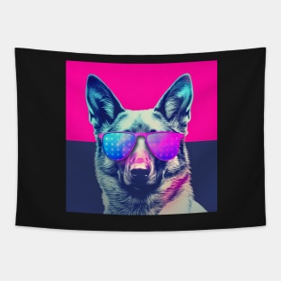 German shepherd, vaporwave, patriotic dog, patriot's day Tapestry