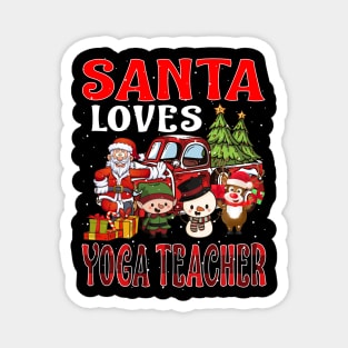 Santa Loves Yoga Teacher Magnet